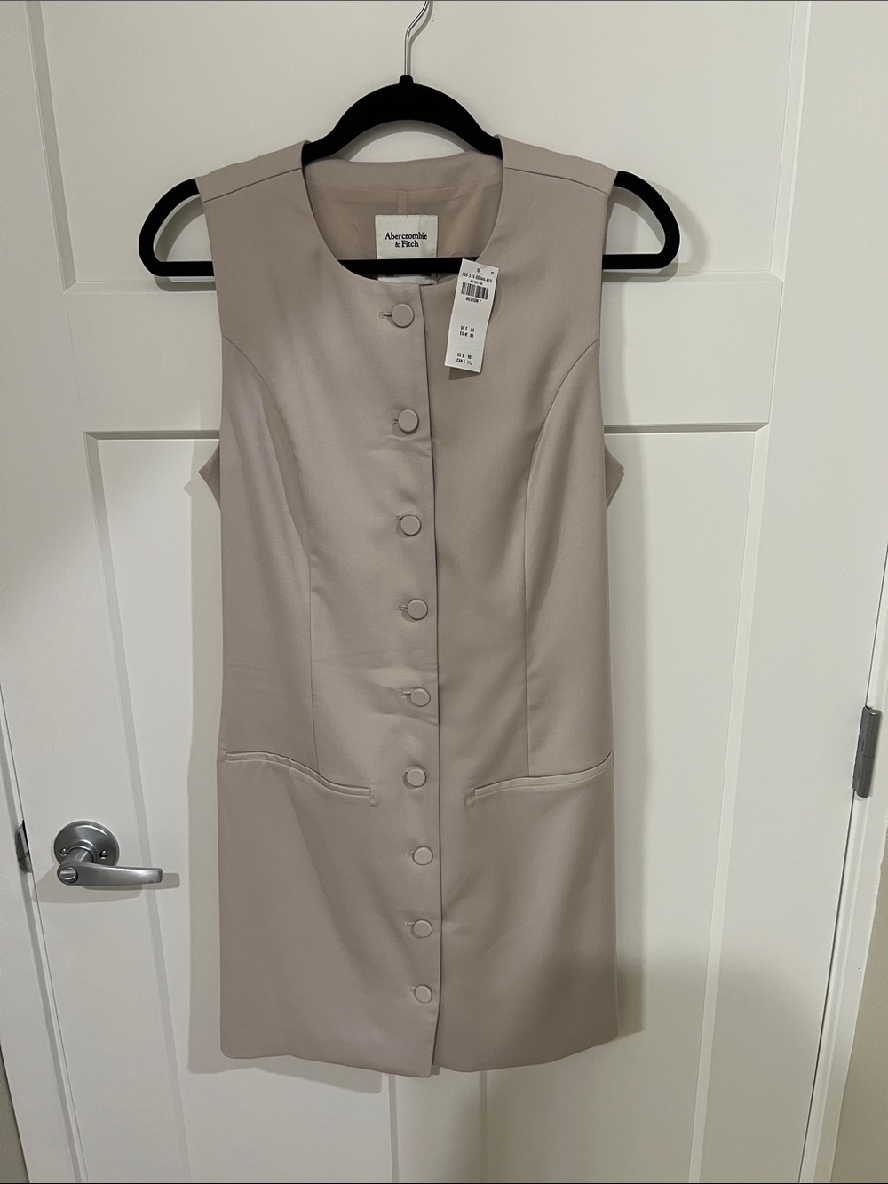 Abercrombie & Fitch Neutral Taupe Button-Front Mini Dress
